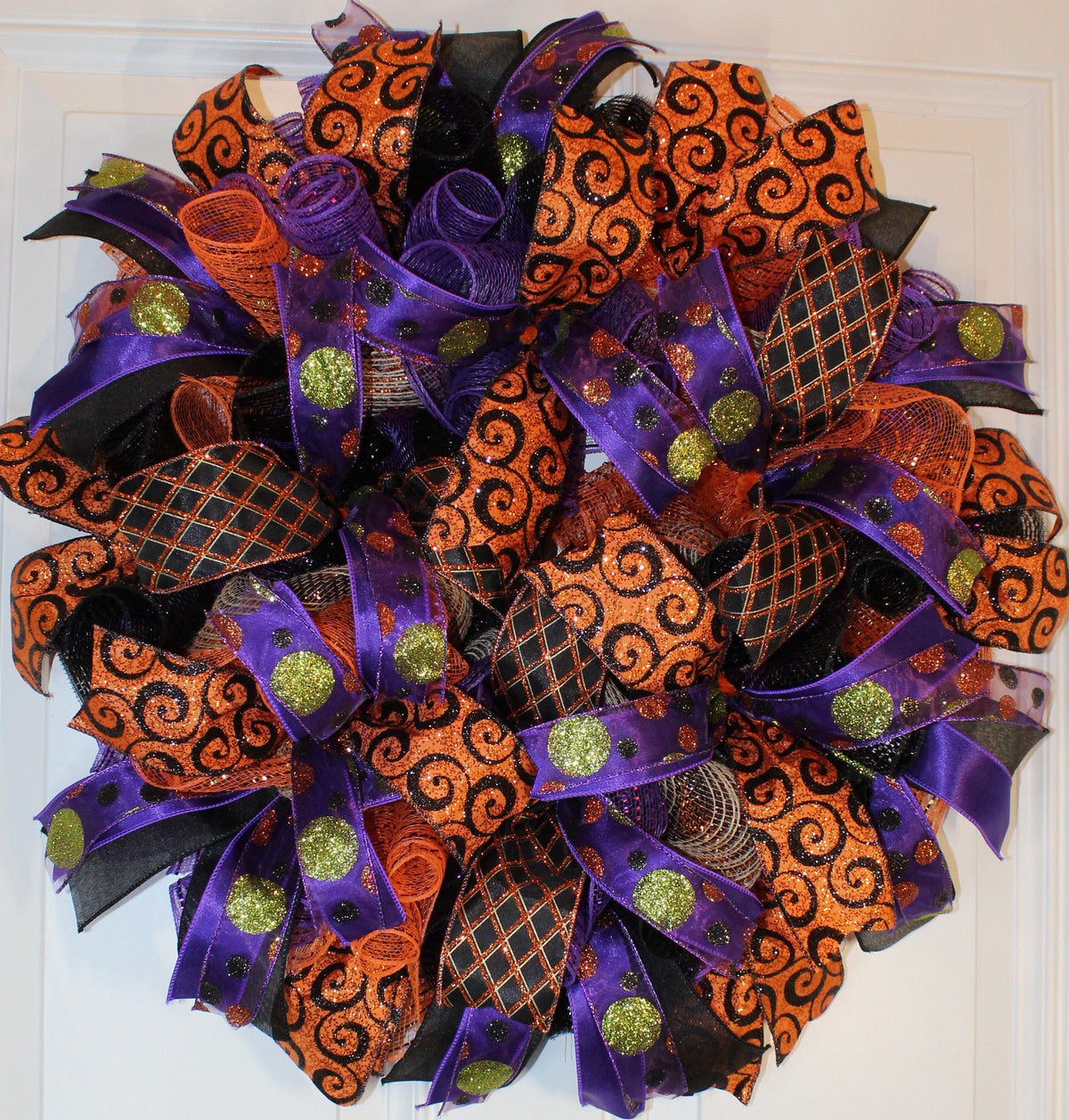 Glitzy Halloween Wreath / Purple Orange Black Wreath