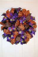 Glitzy Halloween Wreath / Purple Orange Black Wreath