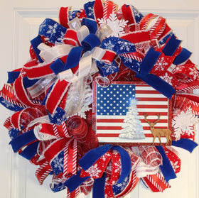 Christmas Patriotic Wreath, Military