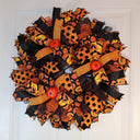 Halloween, Pumpkin Wreath, Fall wreath for front door, Double Doors Orange and black