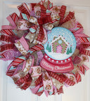 Gingerbread Snow Globe Christmas Wreath for front Door Decor for front door