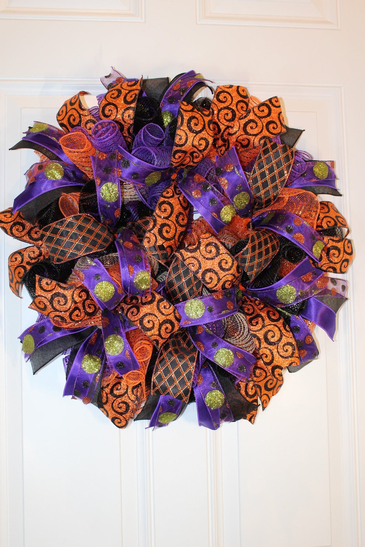 Glitzy Halloween Wreath / Purple Orange Black Wreath