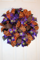 Glitzy Halloween Wreath / Purple Orange Black Wreath