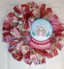 Gingerbread Snow Globe Christmas Wreath for front Door Decor for front door