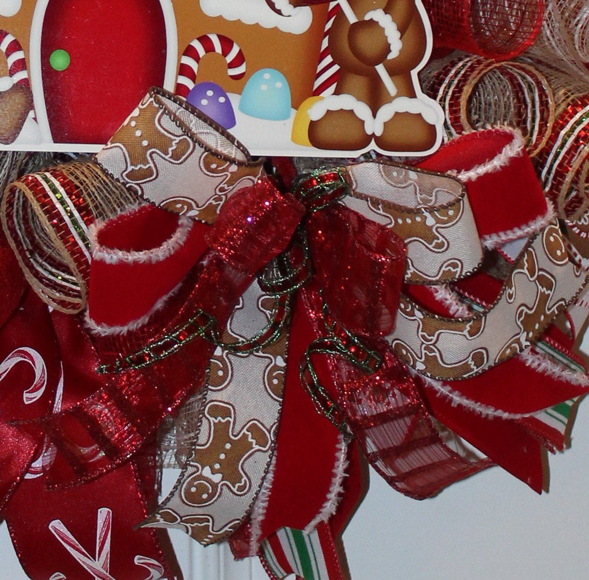 Christmas Wreath, Gingerbread Wreath, deco mesh wreath, Gingerbread House, Large Christmas Wreath for front door