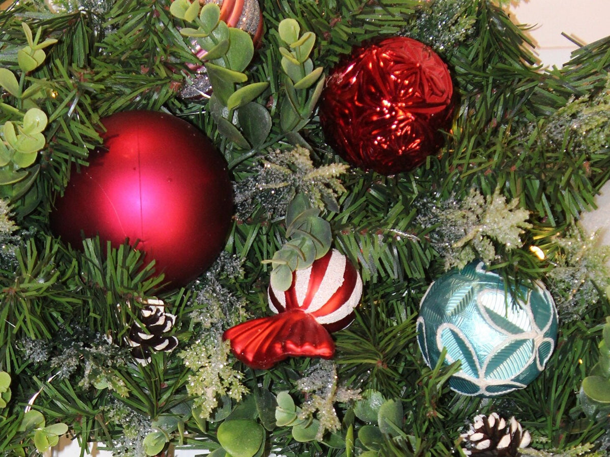 Lighted Christmas Wreath, Ornament Wreath, Winter Porch Decor, Candy Land