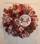 Gingerbread Kisses Christmas Wreath: Candy Cane & Plaid Ribbons