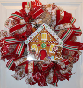 Christmas Gingerbread House Wreath, Bakery Wreath