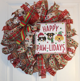 Dog Lover Christmas Wreath / Happy Paw-lidays,