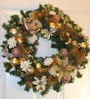 Lighted Rose Gold Holiday Wreath