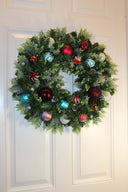 Lighted Christmas Wreath, Ornament Wreath, Winter Porch Decor, Candy Land