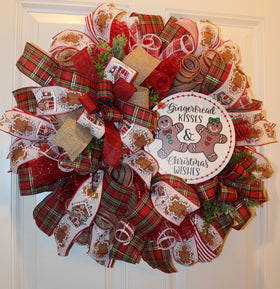 Gingerbread Kisses Wreath, Christmas Wreath