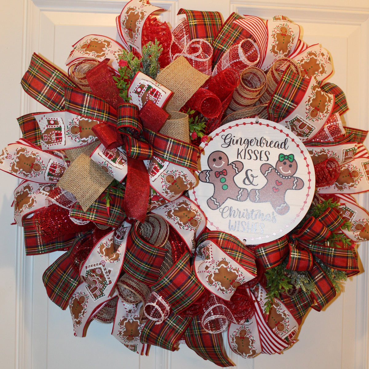 Gingerbread Kisses Wreath, Christmas Wreath