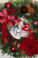 Lighted Poinsettia Christmas Wreath: Williamsburg Holiday Decor
