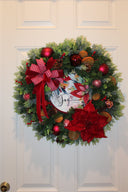 Lighted Poinsettia Christmas Wreath: Williamsburg Holiday Decor