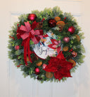 Lighted Poinsettia Christmas Wreath: Williamsburg Holiday Decor