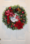 Lighted Poinsettia Christmas Wreath: Williamsburg Holiday Decor