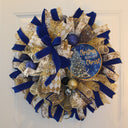 Elegant Blue and Gold Wreath Christmas Wreath