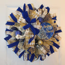 Elegant Blue and Gold Wreath Christmas Wreath