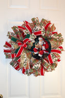 Christmas Wreath, Nativity, Santa Snow Globe, Double Door, deco mesh wreath, Winter Wreath for front door