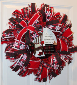 Christmas in Heaven Wreath: Buffalo Check Deco Mesh, Sympathy Gift