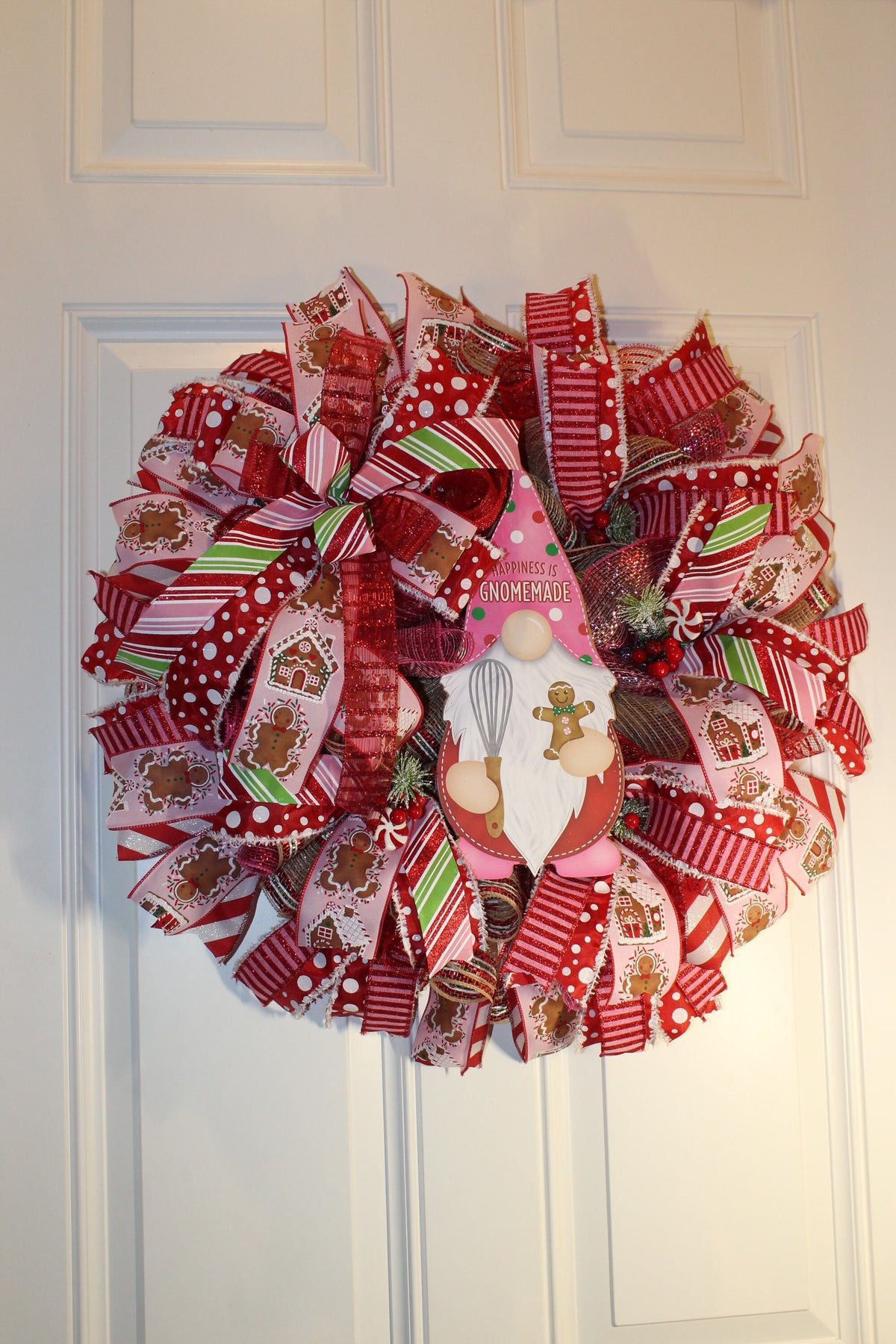 Gingerbread Wreath, Christmas Decor, Gnome, Door, Christmas deco mesh wreath, Gingerbread bakery, Large Christmas Wreath for front door