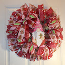 Gingerbread Wreath, Christmas Decor, Gnome, Door, Christmas deco mesh wreath, Gingerbread bakery, Large Christmas Wreath for front door