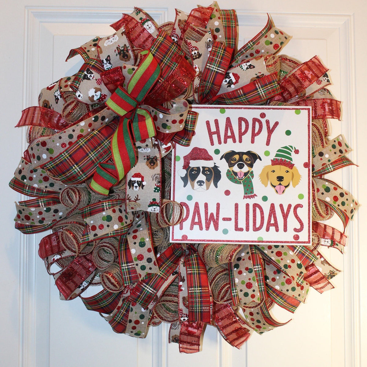 Dog Lover Christmas Wreath / Happy Paw-lidays,