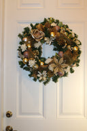 Lighted Rose Gold Holiday Wreath