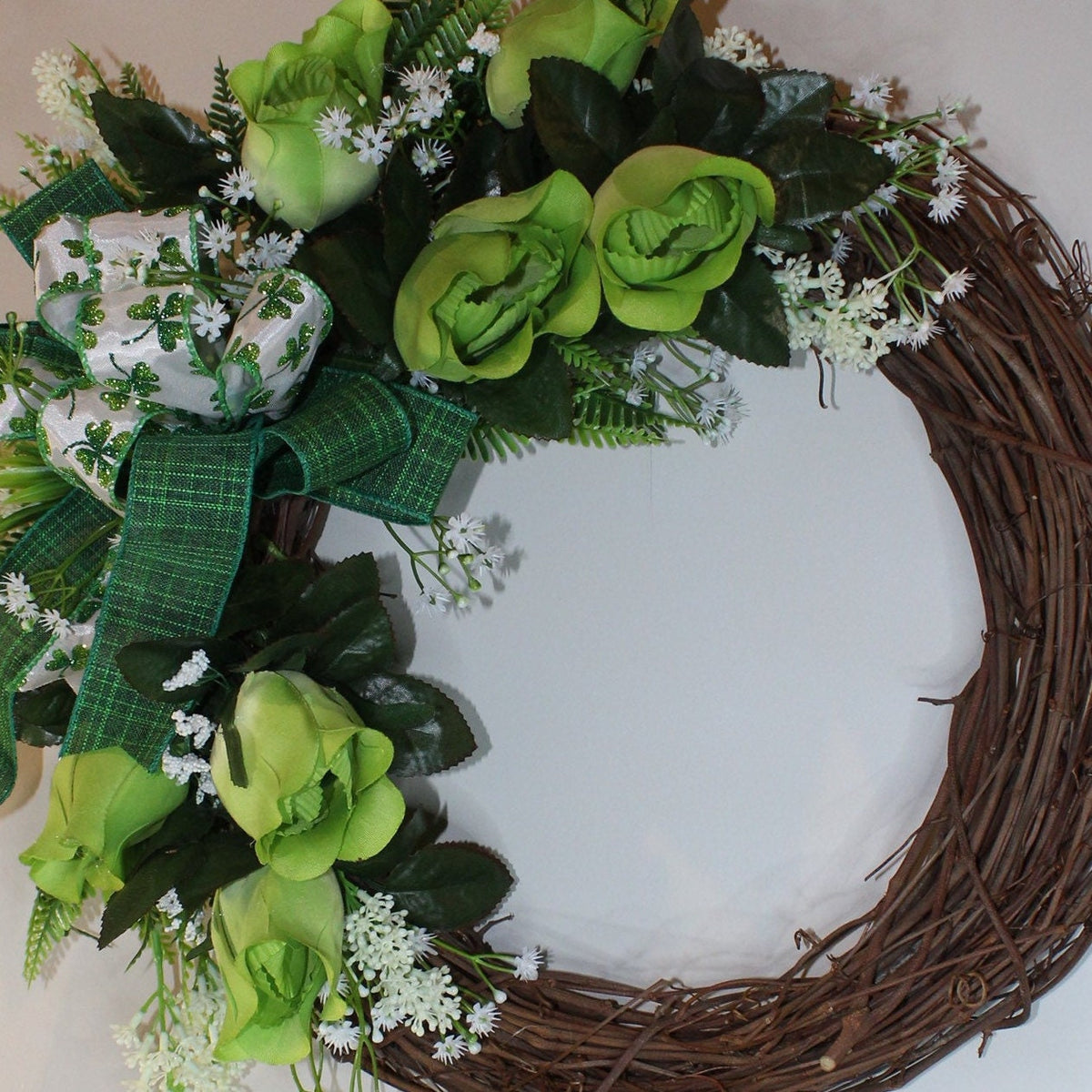 Green Rose Wreath, St. Patrick’s Day Wreath