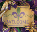 Mardi Gras Wreath: Glittered Deco Mesh, Front Door Decor (25" x 7")