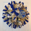 Elegant Blue and Gold Wreath Christmas Wreath