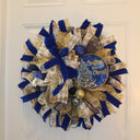 Elegant Blue and Gold Wreath Christmas Wreath