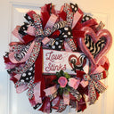 Love Stinks Valentine Wreath: Furry Skunk Heart, Zebra Print