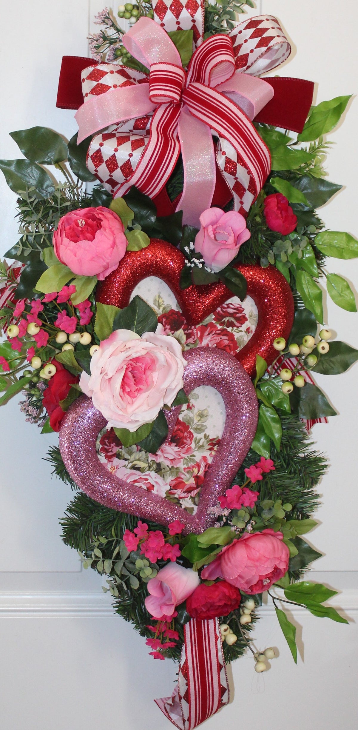 Floral Valentine Heart Swag, Valentine's Day Wreath