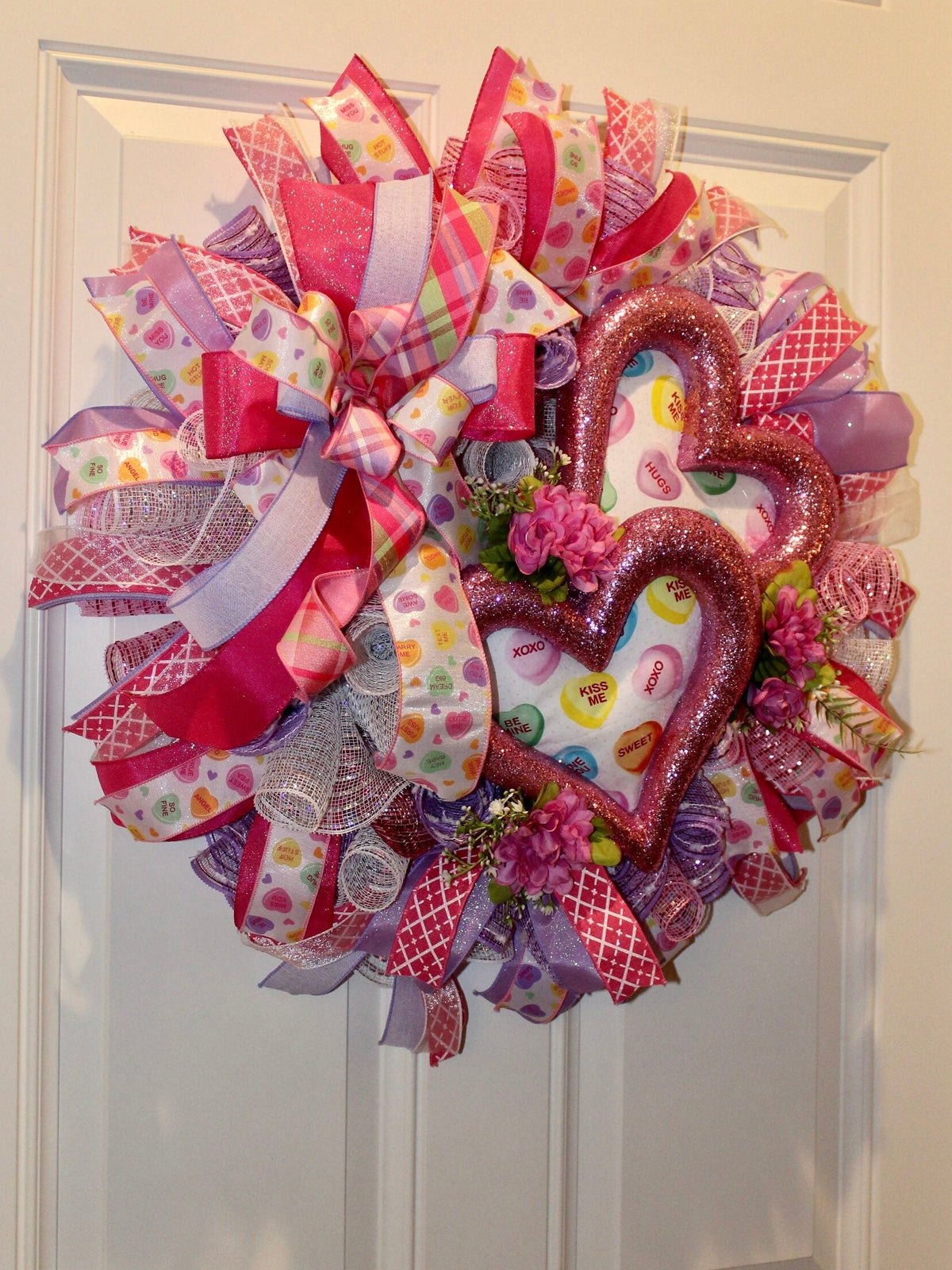 Candy Heart Valentine Wreath: Pastel Colors, Conversation Hearts
