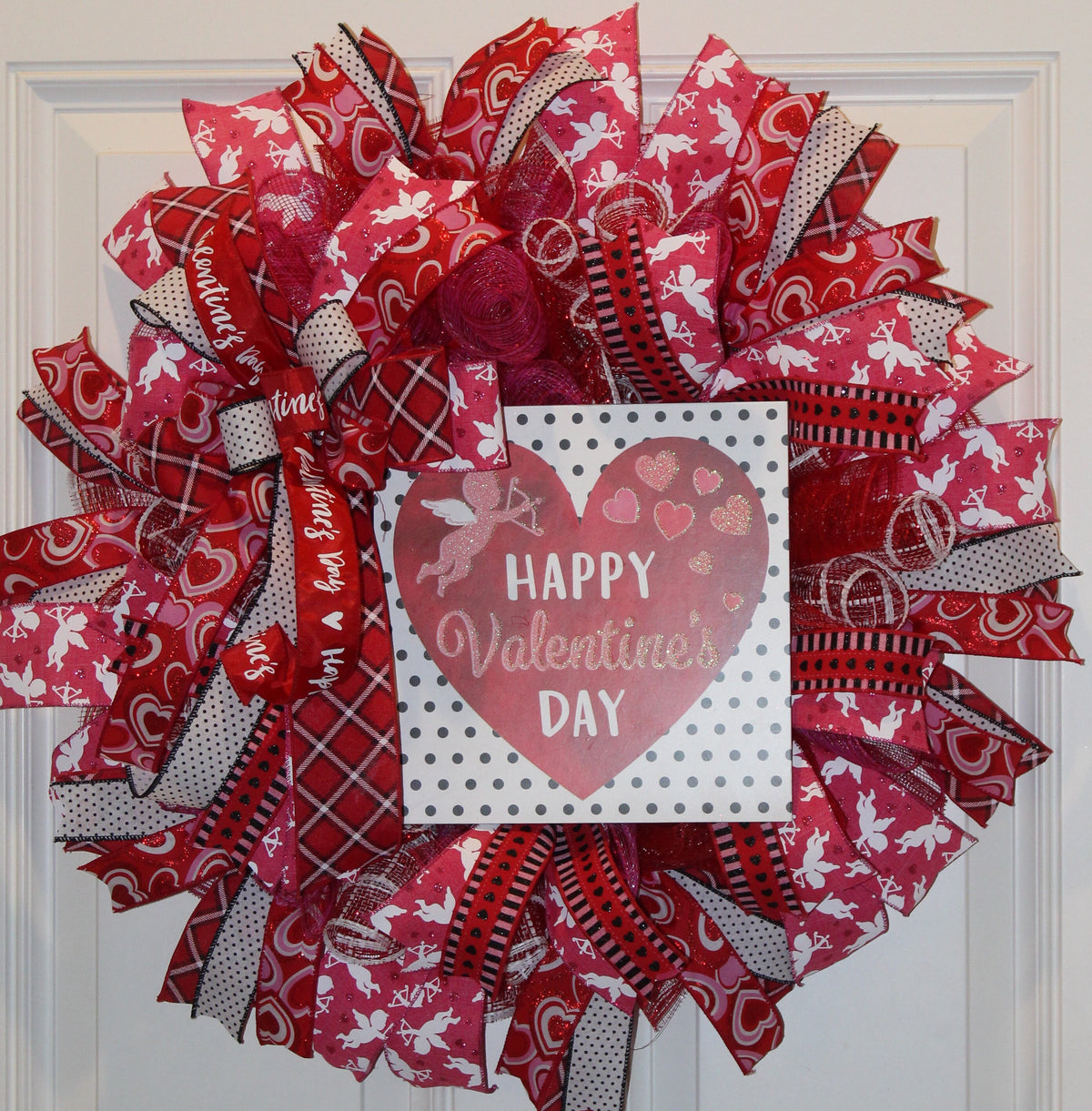 Valentine Wreath, Cupid, Heart Wreath, Valentine Wreath for front door, Double Doors