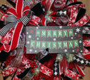 Red and Black Harlequin Christmas Wreath: Cardinal Holiday Decor