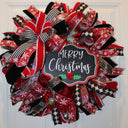 Red and Black Harlequin Christmas Wreath