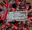 Red and Black Harlequin Christmas Wreath: Cardinal Holiday Decor