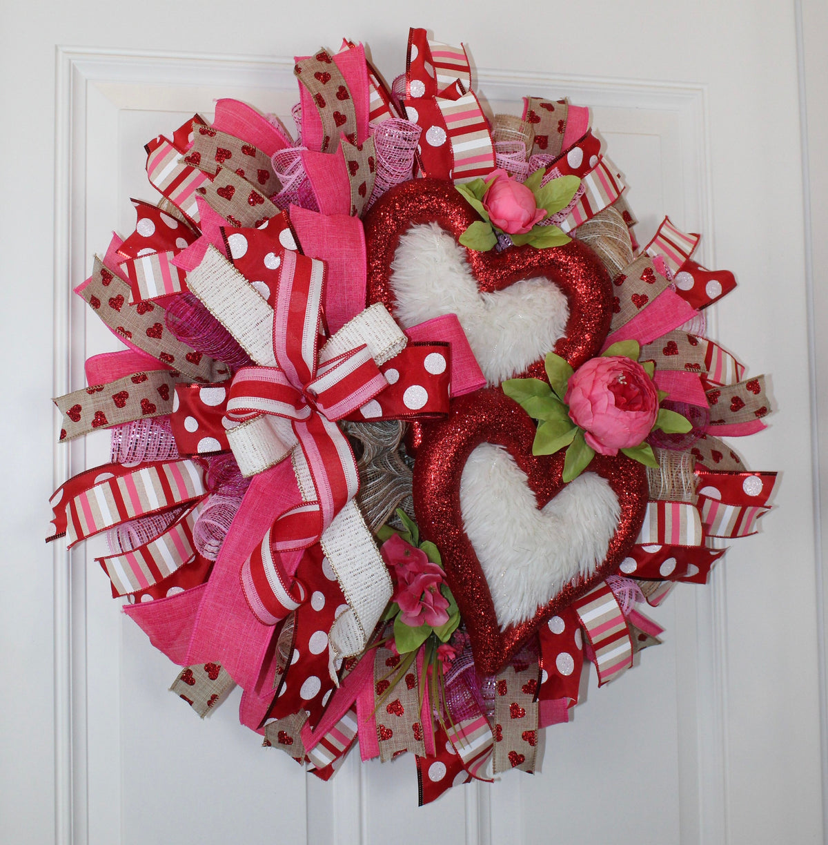 Valentine Wreaths, Valentines Day Wreaths, Peony Heart Wreath, Fuzzy & Furry Hearts