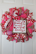 Valentine's Day Heart Wreath: Pink & Red Ribbon, Song of Solomon Sign