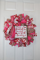 Valentine's Day Heart Wreath: Pink & Red Ribbon, Song of Solomon Sign