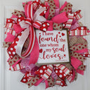 Valentine's Day Heart Wreath: Pink & Red Ribbon, Song of Solomon Sign