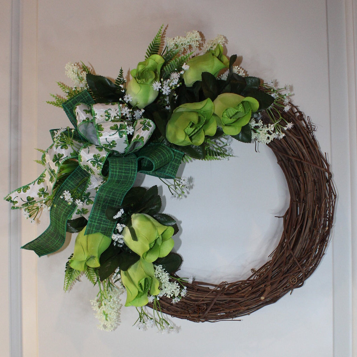 Green Rose Wreath, St. Patrick’s Day Wreath