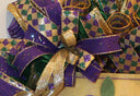 Mardi Gras Wreath: Glittered Deco Mesh, Front Door Decor (25" x 7")