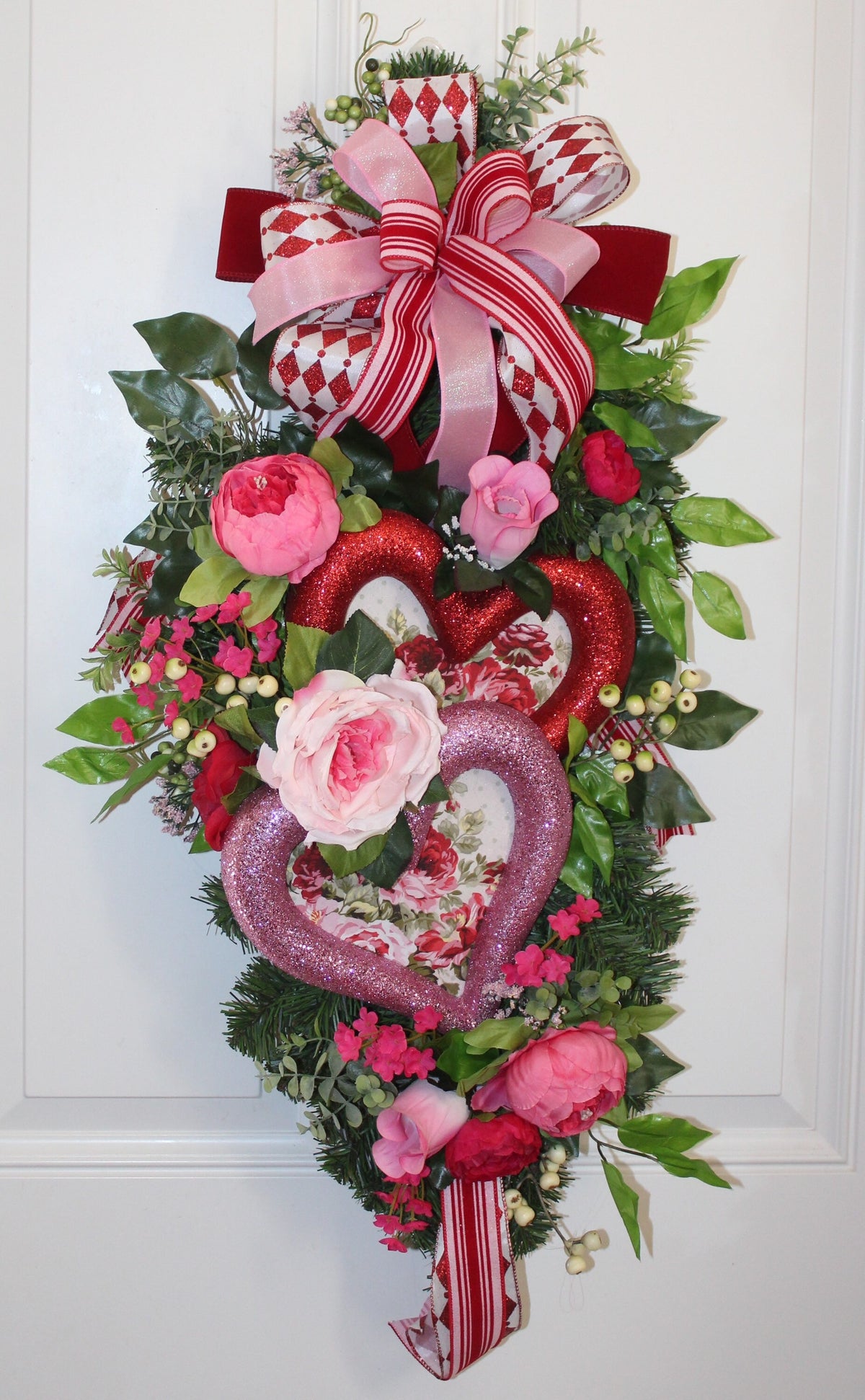 Floral Valentine Heart Swag, Valentine's Day Wreath