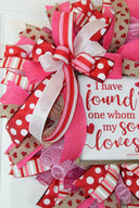 Valentine's Day Heart Wreath: Pink & Red Ribbon, Song of Solomon Sign