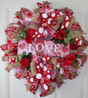 Valentines Day Wreath, Valentine Wreath, Heart Wreath, Pink & Red Wreath, Front Door Valentine Wreath, Double Doors
