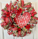 Leopard Heart Valentine's Day Wreath: Cheetah Print Ribbon Door Decor